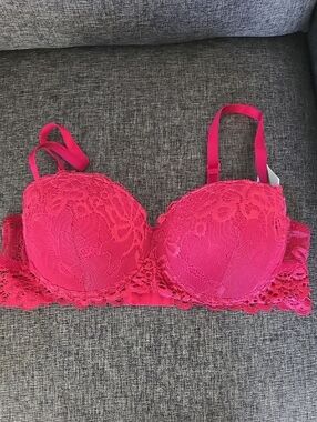 I Lumie By I Love Your Style Hot Pink Lace Balconette Bra